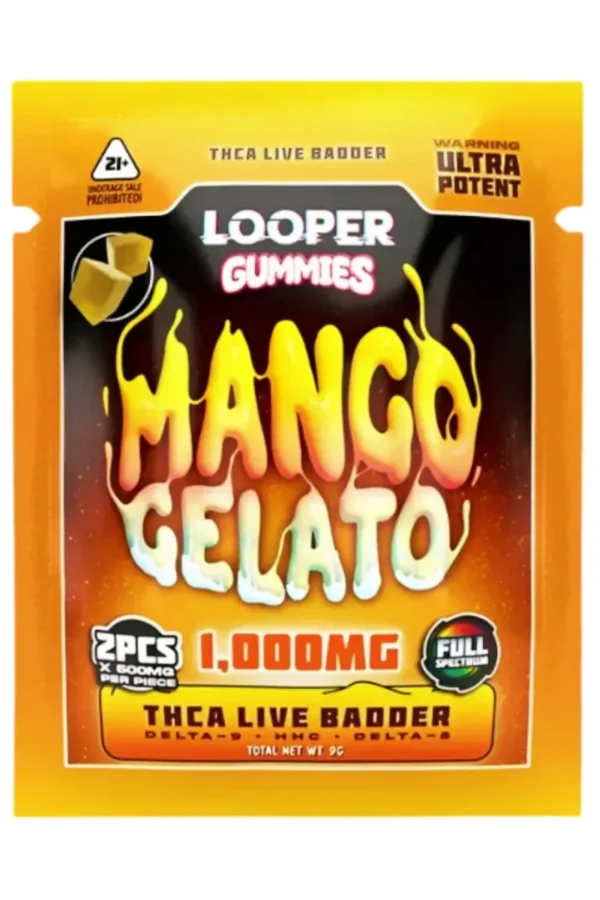Mango Gelato Looper THCA+Delta-9+HHC+Delta-8 Gummies 2ct 1000mg