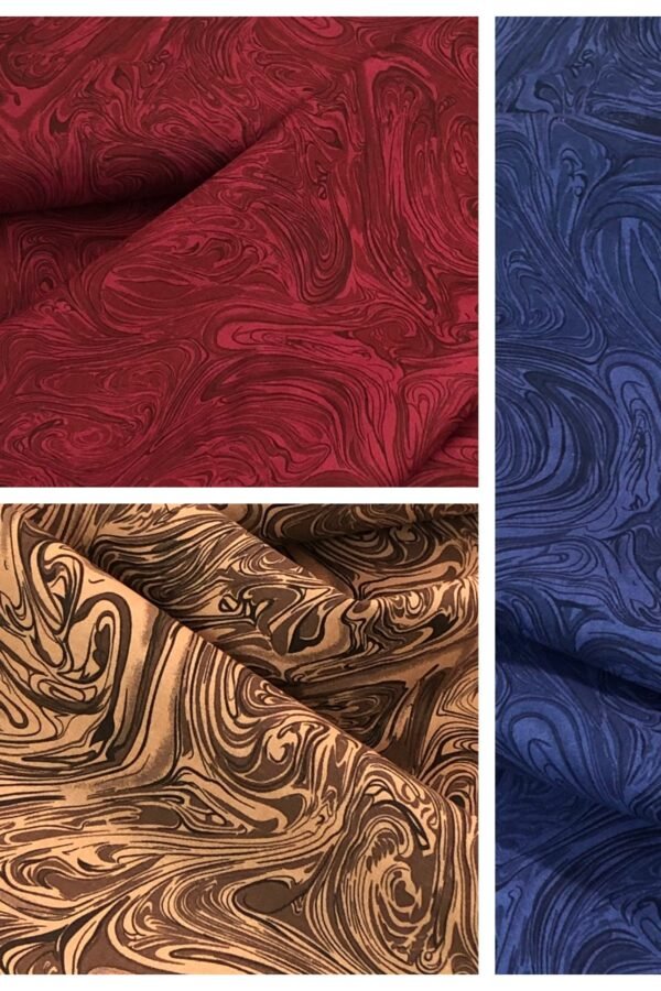 Marblecious Marble Fabric, Navy Blue Burgundy, Chocolate Brown Swirl Cotton Quilting, By Marshall Dry Goods, Sold Yard