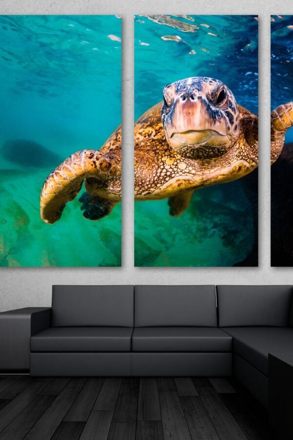 Marine Life Green Sea Turtle Large Wall Decor Canvas Art Print. Hawaiian Ocean Turtle Animal Print - Giclee Home Office Decor, Design