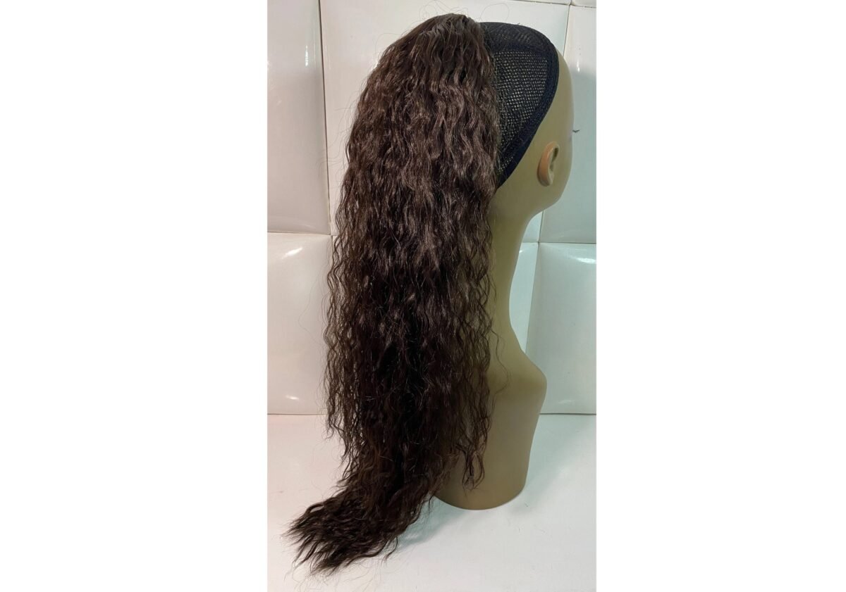 Medium Chocolate Brown - Drawstring Ponytail Extension 24" Long Curly Wavy Curls Voluminous Hair Easy Pony Glamorous Hairstyle