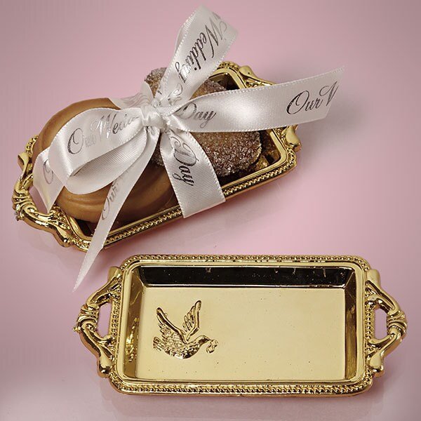 Mini Gold Rectangle Plate ~ Cake Pop Chocolate Dessert Wedding Favor Shower Party Set Of 12