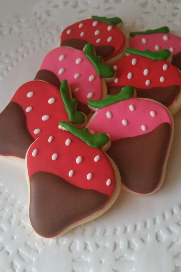 Mini Valentine's Day Sugar Cookies - Chocolate Covered Strawberry 2 1/2 Dozen