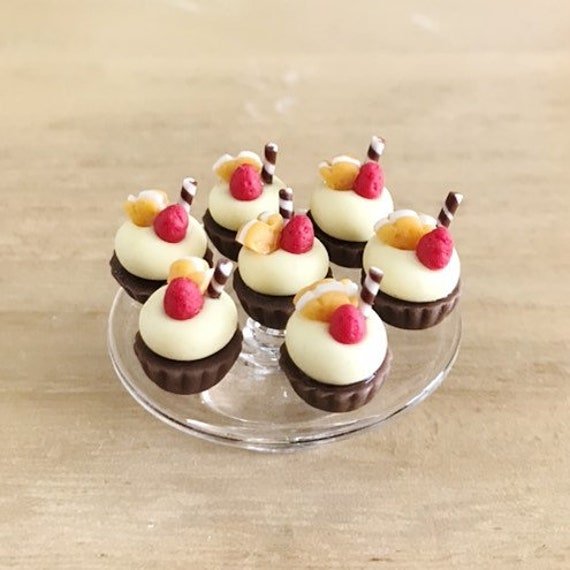 Miniature Chocolate Cakes 10 Pcs., Miniature Cake, Miniature Bakery, Miniature Sweet, Dollhouse Cake, Miniature Fruit Cakes