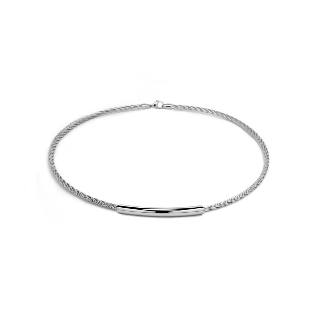 Minimalist Stainless Steel Cable Necklace Modernist Jewelry