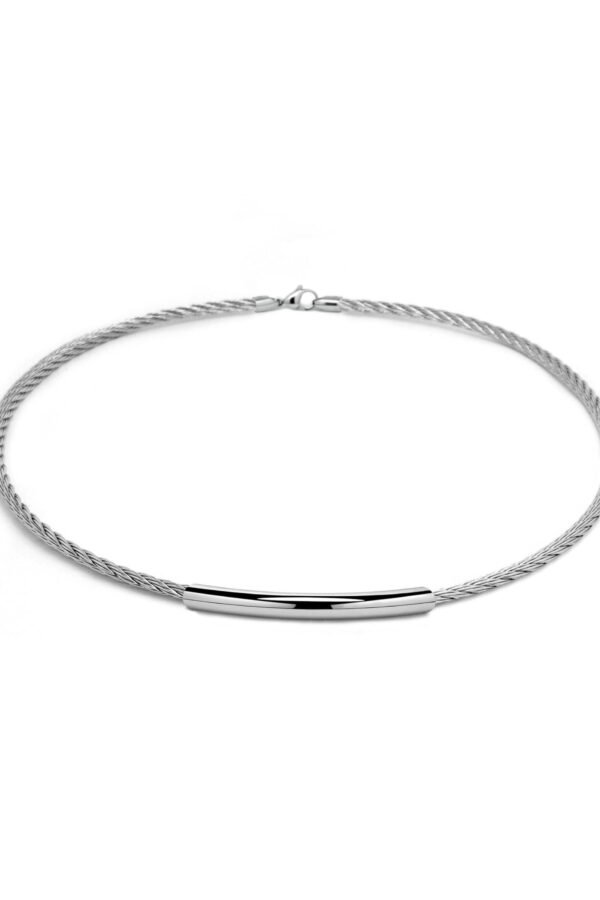 Minimalist Stainless Steel Cable Necklace Modernist Jewelry