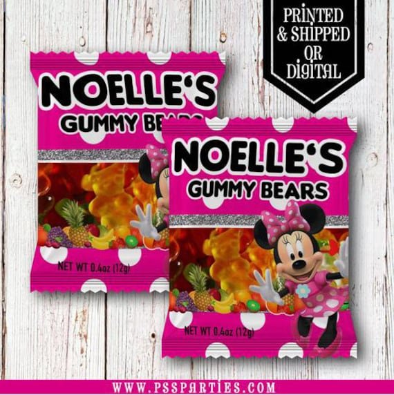 Minnie Mouse Gummy Bear Favors - Fruit Snacks Party Birthday Happy -Minnie