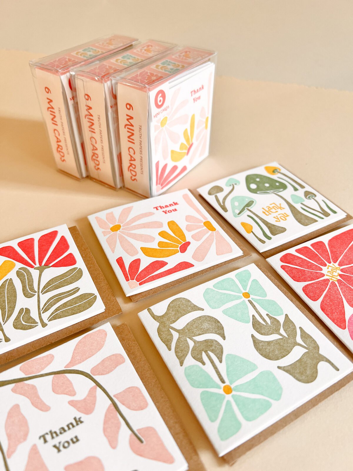 Modern Floral Mini Card Set, Thank You Cards