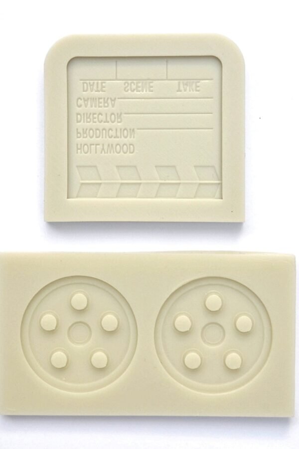Movie Theme Mold - Movie Reel & Clapper Silicone Fondant Mold, Hollywood Cake Decorating, Chocolate Making, Resin Polymer Clay