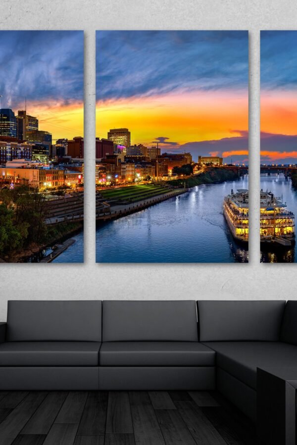 Nashville Tennessee Skyline Wall Art Canvas Print. Tn, USA Cityscape Art -Giclee Print For Home Decor, Interior Design