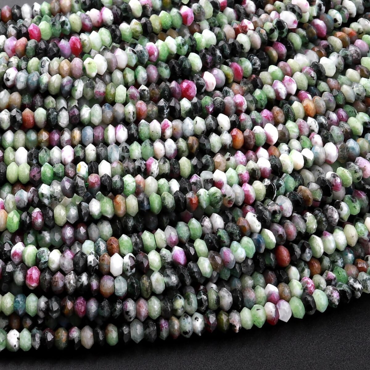 Natural Ruby Zoisite Faceted 3mm Saucer Rondelle Beads Micro Laser Diamond Cut Gemstone 16" Strand
