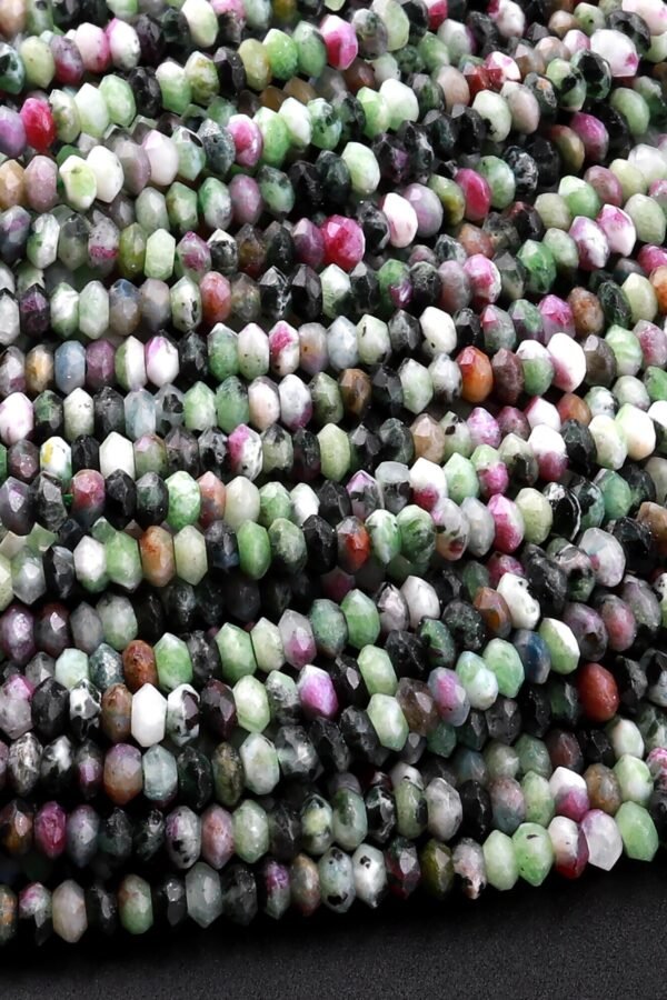 Natural Ruby Zoisite Faceted 3mm Saucer Rondelle Beads Micro Laser Diamond Cut Gemstone 16" Strand