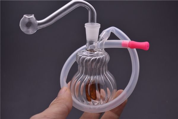 New 8cm Mini Glass Oil Burner Bong with Recycler Oil Burner Water Pipe Dab Rig Bongs Hand Bong Water Pipe with 10mm oil burner pipe and hose