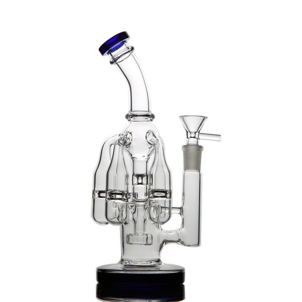 New Arrival Glass bongs hookahs with 5 arms chamber recycler perc water pipe dab rig shisha with 14mm joint