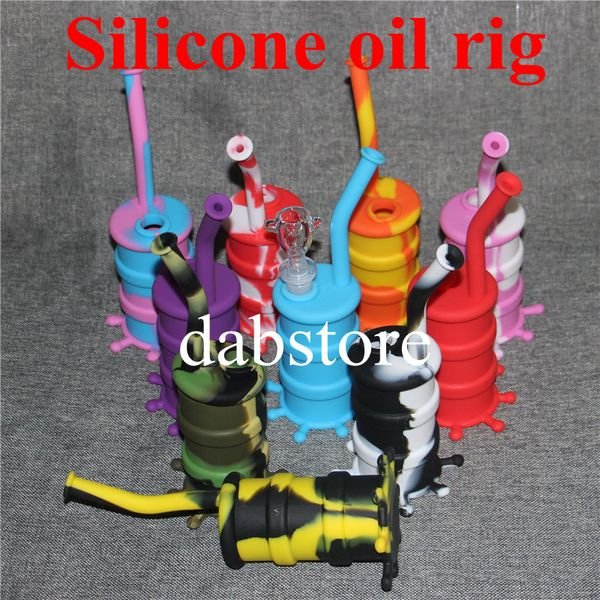 New Arrival Mini nonstic Silicone Water Pipe Silicone hoohak bongs silicone oil rig seven colors for choice DHL free shipping