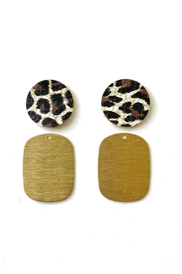 New Chocolate Leopard Tiny Circle With Brass Connectors Earring Blanks Leather Pendants, Diy Earrings, Wholesale Earrings
