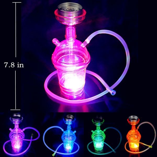 New Fashion Colorful LED Luminous Cup Bong 20CM Hookahs Bubbler Water Pipe Smoking Bongs Accessory Free Shipping