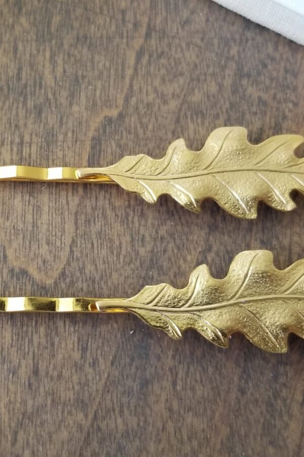 Oak Leaf Hair Pins in Gold Woodland Accessories Autumn Fall