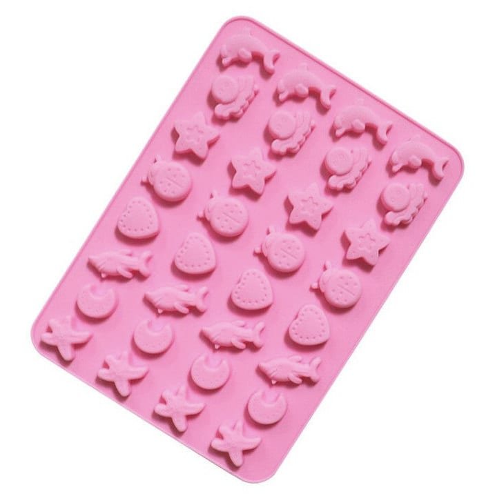 Ocean Variety Mold - Shark, Dolphin, Starfish, Squid, Heart, Star 32 Cavity Silicone Candy Mold, Gummies Resin Chocolate Mold
