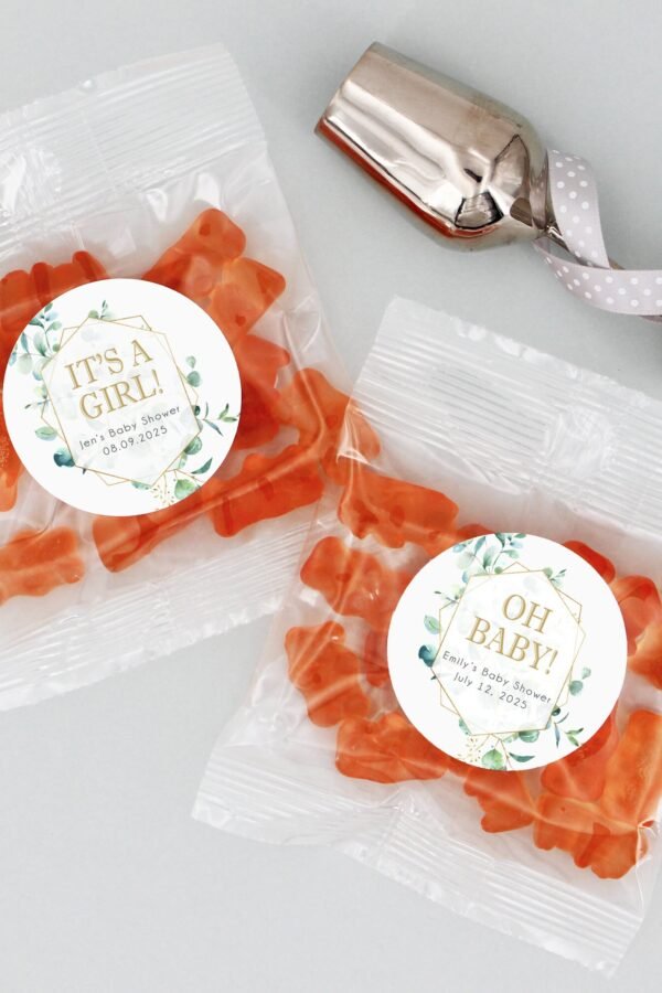 Oh Baby Champagne Gummy Bears, Personalized Bear Favors, Baby Shower Party Favors - Set Of 20