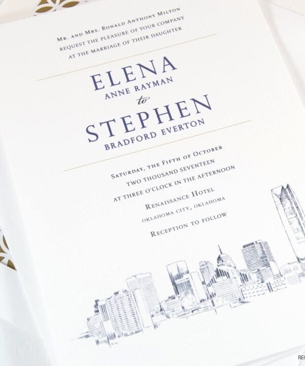 Oklahoma City Skyline Wedding Invitations Rsvp Card Set