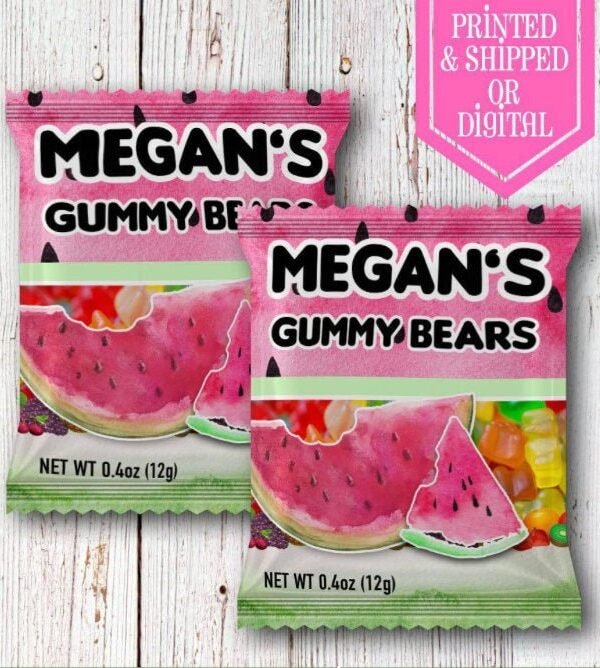 One in A Melon Gummy Bears - Fruit Snacks Watermelon Party Birthday First Favors -Watermelon