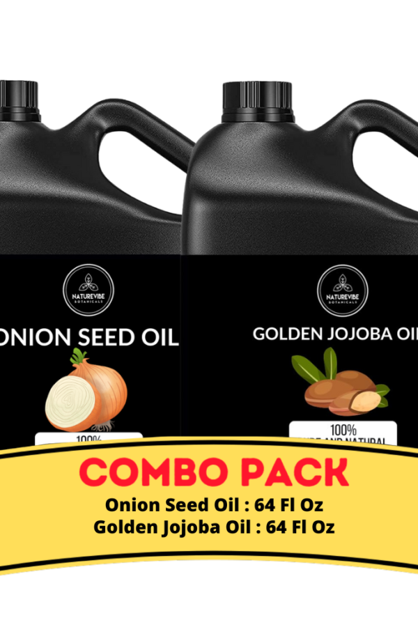 Onion Oil & Golden Jojoba Oil - Bundle of 64 Ounces Each | Hydrating and Nourishing for Skincare and Haircare | Soothes and Calms All Skin Types