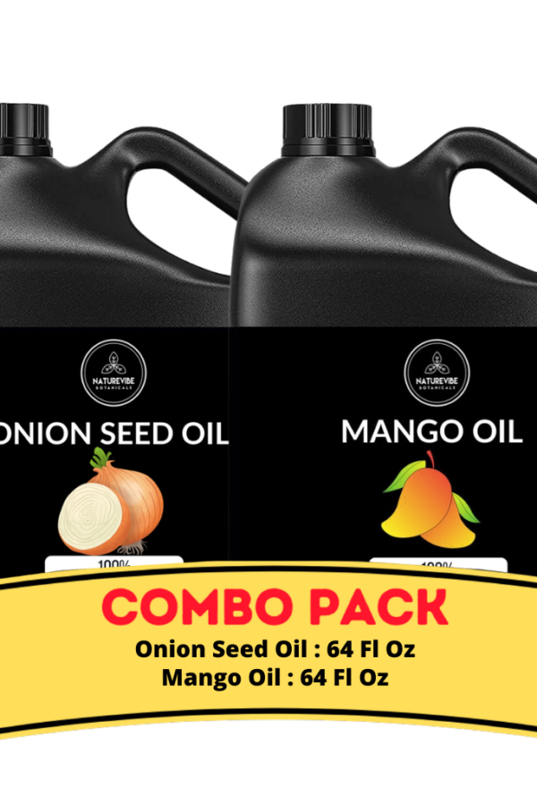 Onion Oil & Mango Oil - Bundle of 64 Ounces Each | Hydrating and Nourishing for Skincare and Haircare | Soothes and Calms All Skin Types
