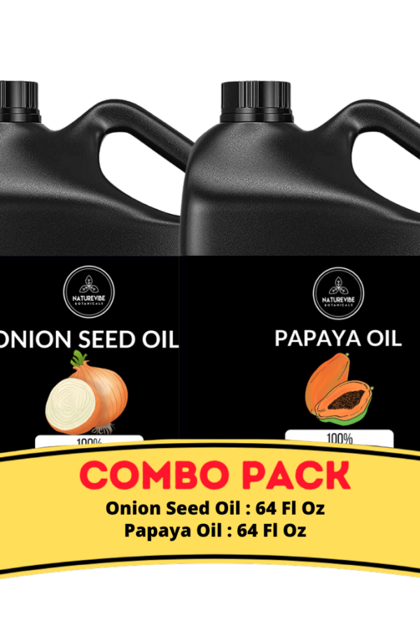 Onion Oil & Papaya Oil - Bundle of 64 Ounces Each | Hydrating and Nourishing for Skincare and Haircare | Soothes and Calms All Skin Types