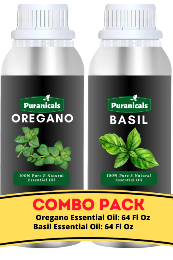 Oregano Essential Oil & Basil Essential Oil Bundle- 64 Ounces Each | Oregano offers purifying and revitalizing benefits for clear, healthy skin, while Basil provides a fresh, invigorating aroma that enhances mental clarity and focus.