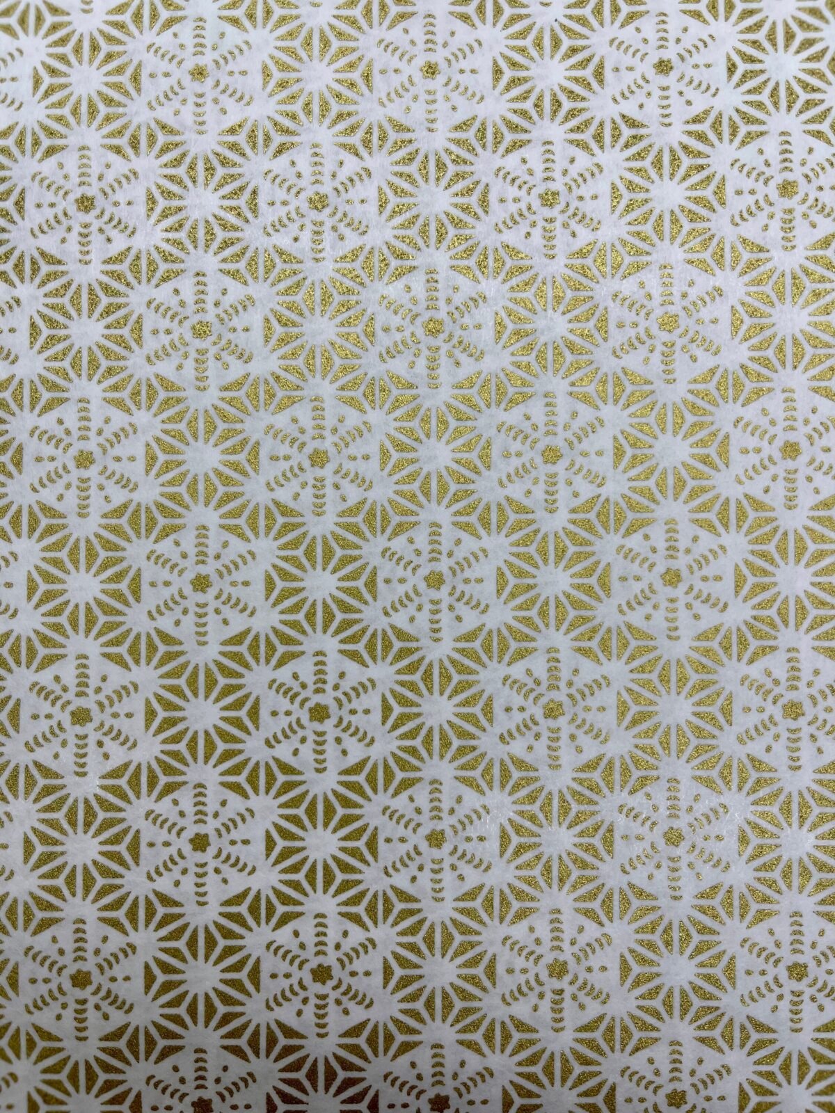 Origami -Yuzen Washi -Chiyogami -Silk Screen Paper -Craft -Various Sizes | M Blossoming Golden Asanoha On White Pattern #254