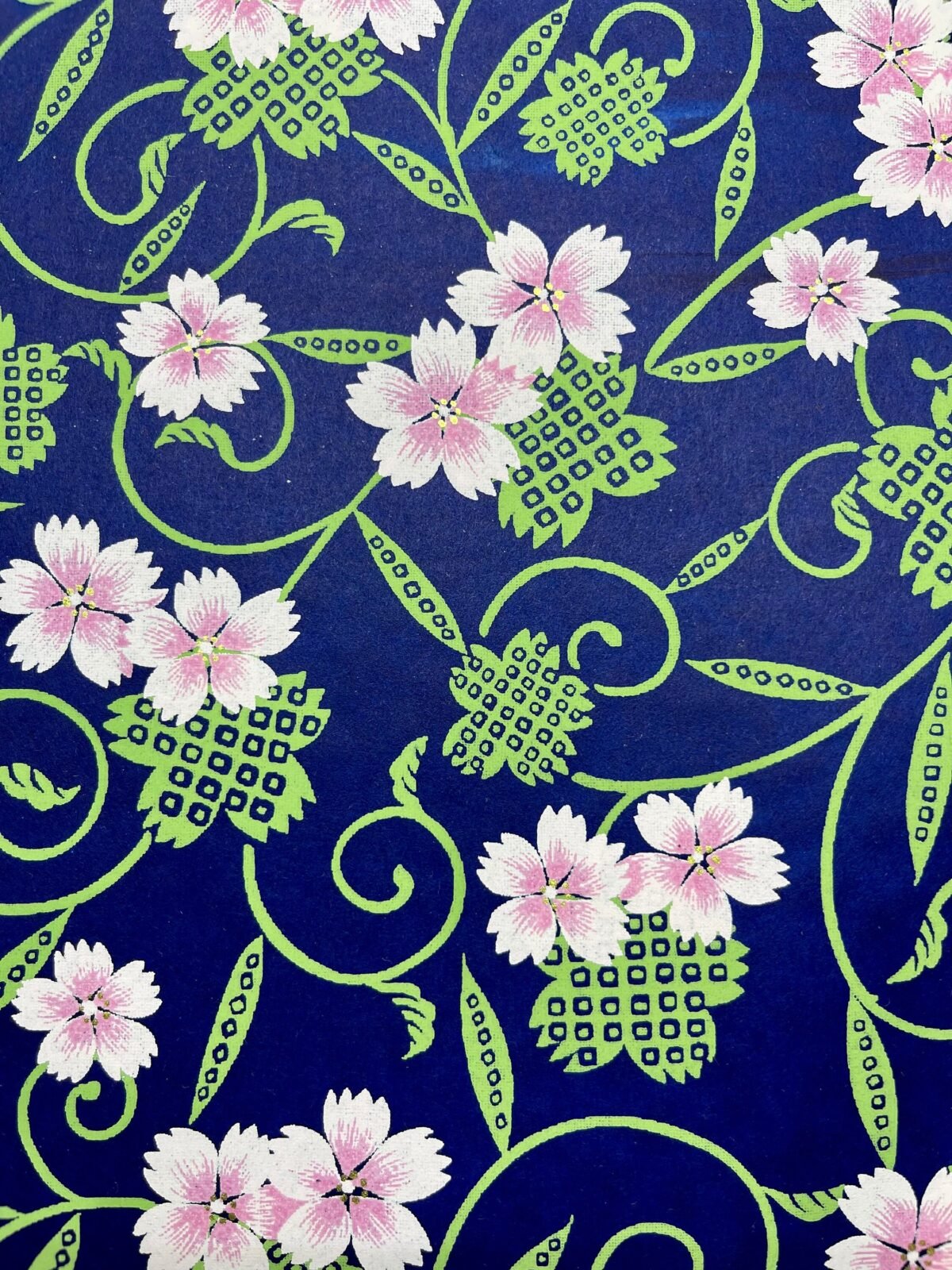 Origami -Yuzen Washi -Chiyogami -Silk Screen Paper -Craft -Various Sizes -Pink & Shibori Sakura Cherry Blossoms On Blue Pattern #174