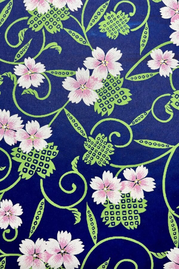 Origami -Yuzen Washi -Chiyogami -Silk Screen Paper -Craft -Various Sizes -Pink & Shibori Sakura Cherry Blossoms On Blue Pattern #174