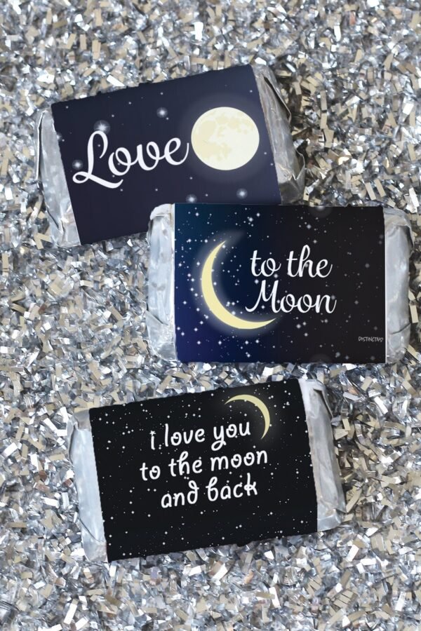 Over The Moon Baby Shower Candy Wrapper Stickers - Love You To Mini Chocolate Bar Favor Labels, Twinkle Little Star Gender Reveal 42