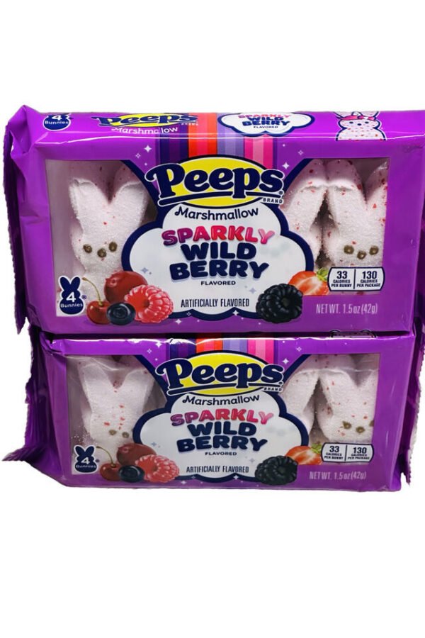 PEEPS Marshmallow SPARKLY WILD BERRY BUNNIES 4 Per Box. 2 Packs