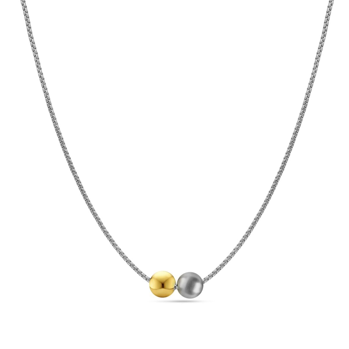 Palline Gold Ans Stainless Steel Beads On Chain Necklace By Taormina Jewelry