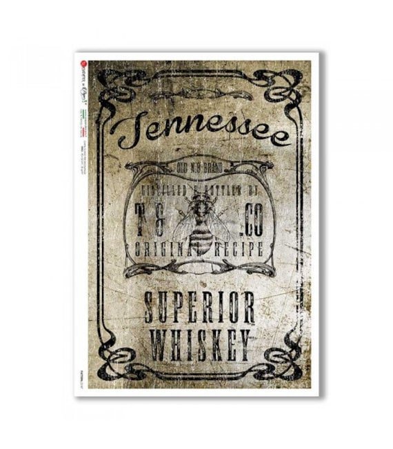 Paper Designs Rice | Tennessee Whiskey A4 Natural Decoupage 12.5" X 8.6" Pattern 0186