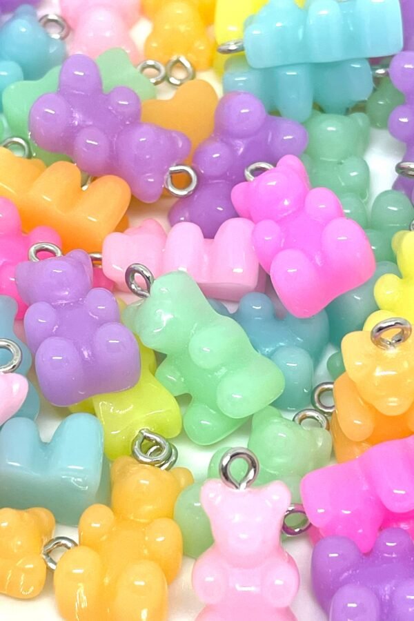 Pastel Candy Charm, Gummy Bear Pendant For Necklace, 12mm Pendant, Charm Bracelet, Beads, Cute Kawaii Beads