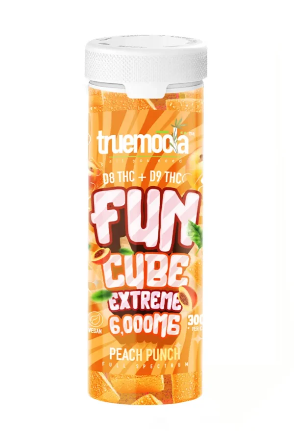 Peach Punch Truemoola Fun Cube Extreme D8+D9 Gummies 6000MG