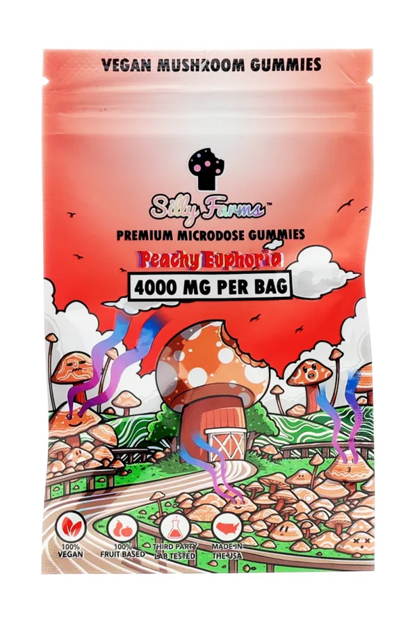 Peachy Euphoria Silly Farms Vegan Mushroom Gummies 4000MG