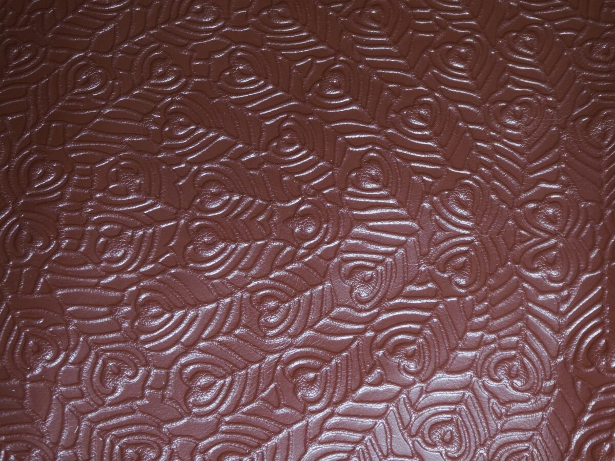 Peacock Feather 12"x12" Brandy Chocolate Brown Print Embossed Cowhide Leather 3 Oz/1.2mm Peggysuealso® E6765-01