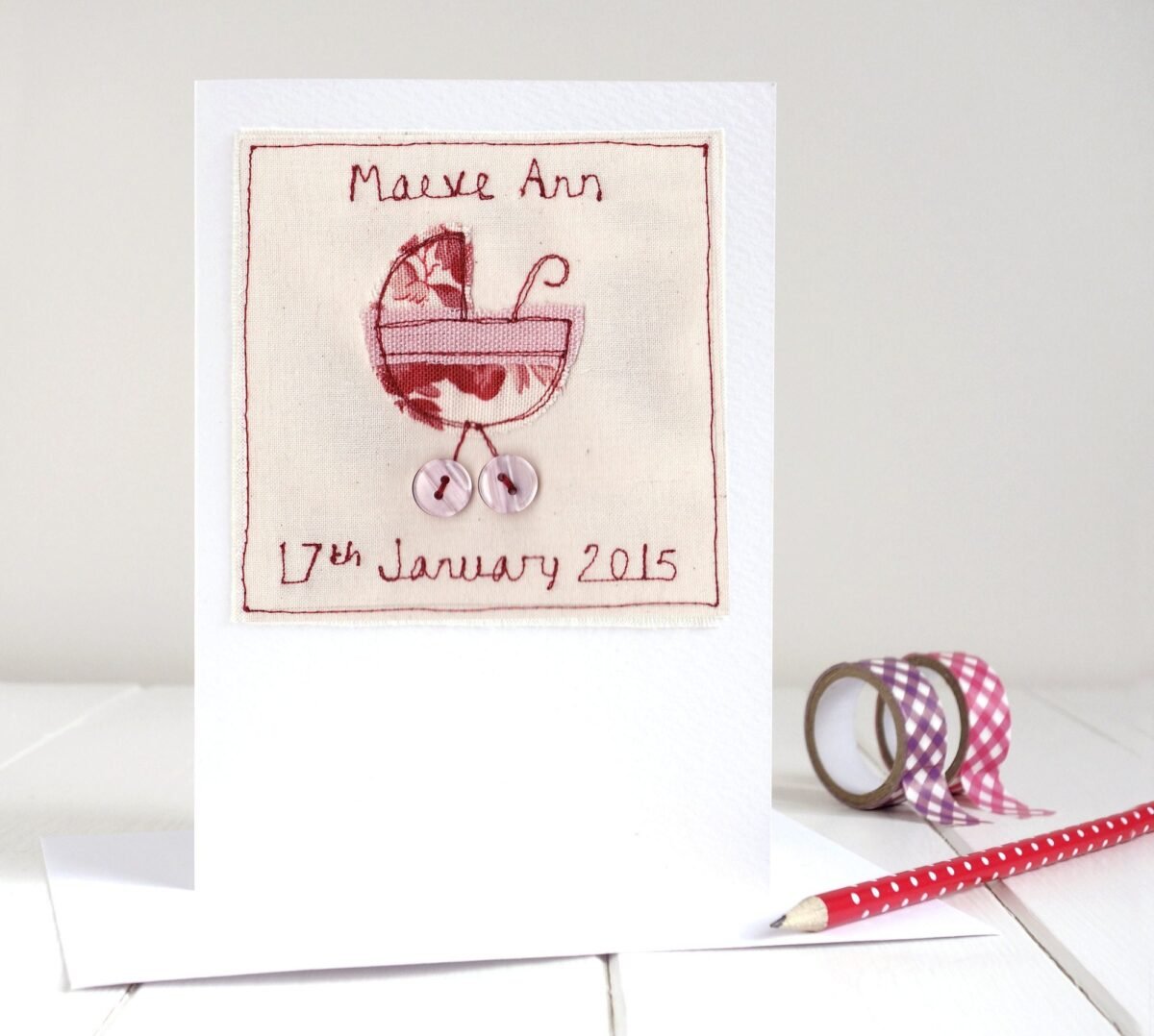 Personalised Embroidered New Baby Girl Card - Newborn Twins Girls Shower Unisex Welcome To The World