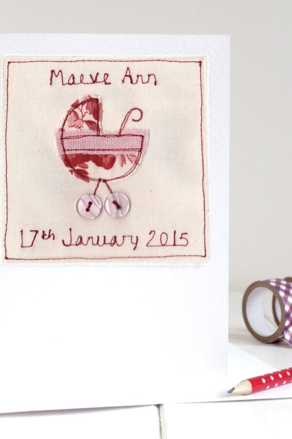 Personalised Embroidered New Baby Girl Card - Newborn Twins Girls Shower Unisex Welcome To The World