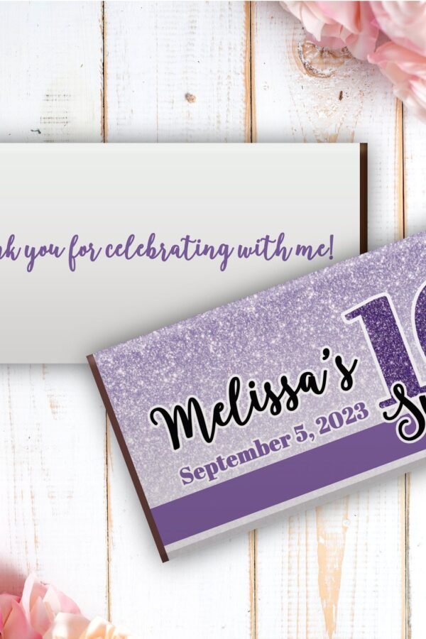 Personalized Birthday Chocolate Bar Wrappers Custom Printed Labels - Set Of 12