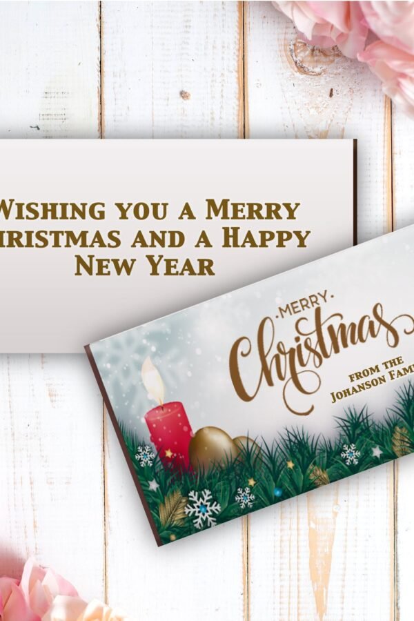 Personalized Christmas Chocolate Wrappers Candlelight Design | Set Of 12