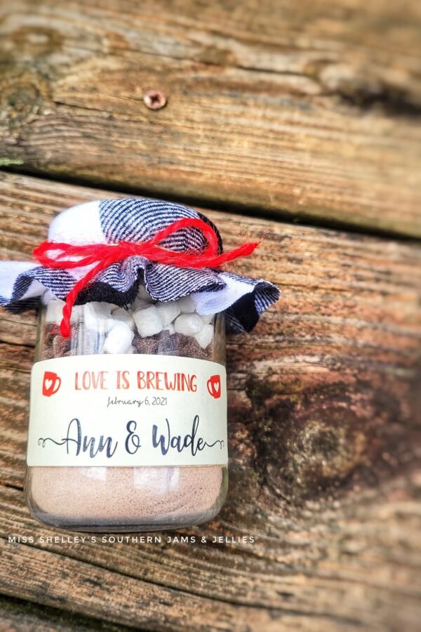 Personalized Hot Chocolate Wedding Favor Rustic Flannel Topper | 4Oz