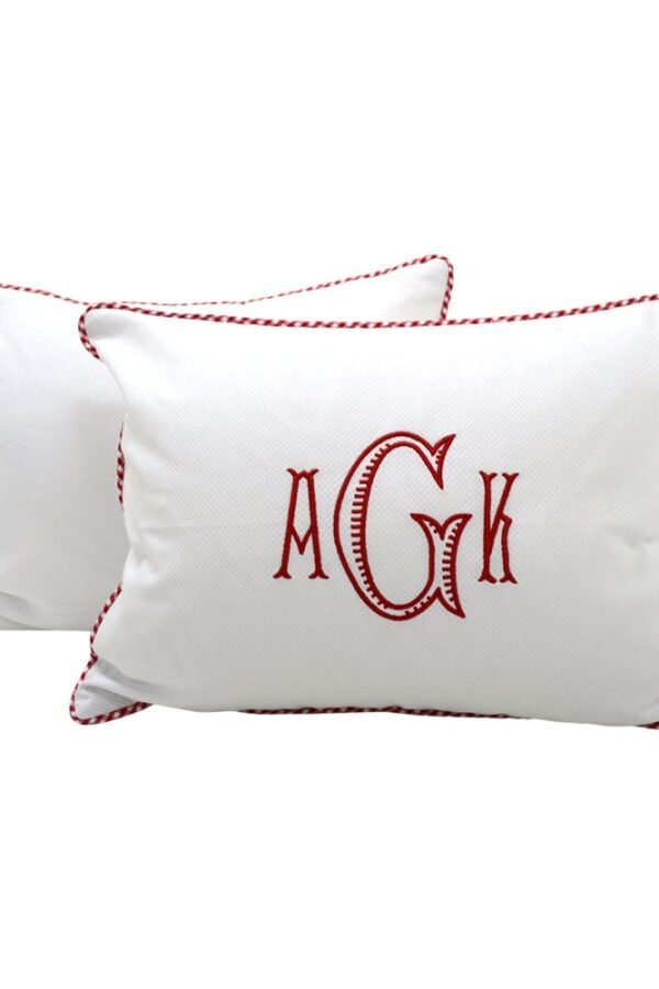 Personalized Red Check Gingham Pipped Edge Decorative Baby Pillow By 3 Marthas