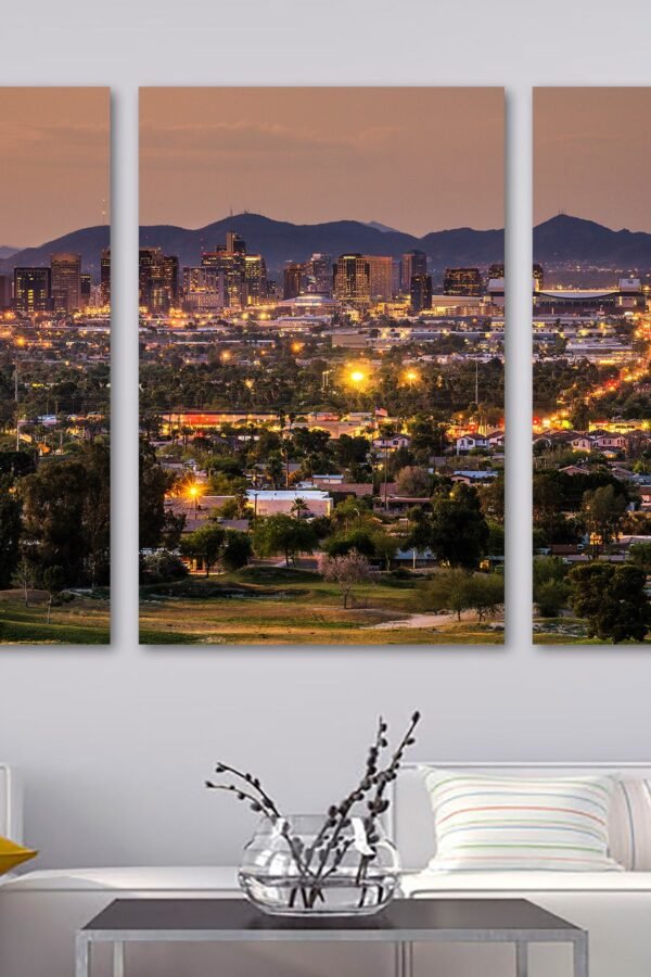 Phoenix Arizona Sunset Skyline Wall Art Canvas Print - Canvas, Giclee Print For Home Decor, Interior Design