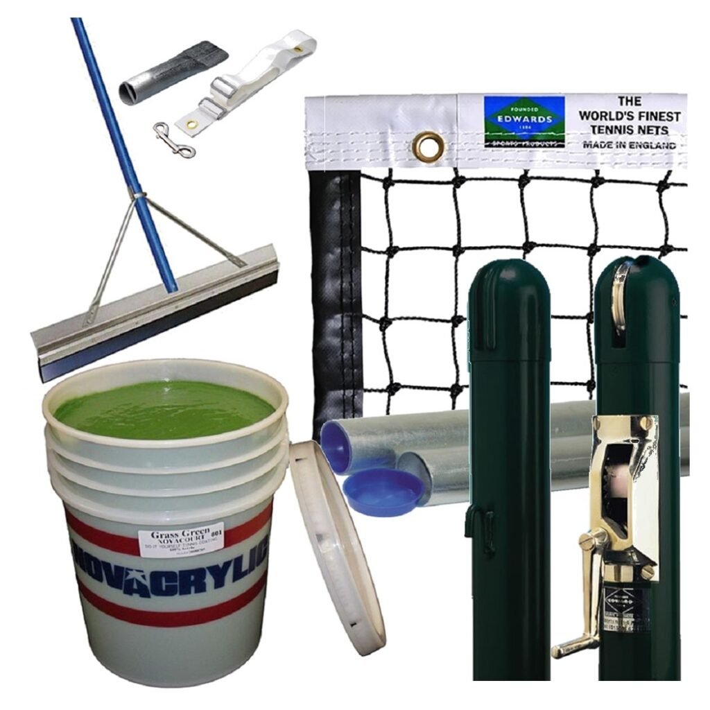 Pickleball Court Surface & Paint Package - Black Net Posts
