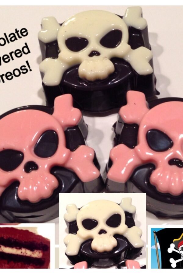 Pirate Party, Skull & Crossbone Chocolate Covered Oreos in Custom Colors Set Of 12