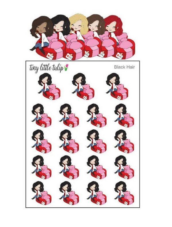 Planner Stickers Valentine Girl On A Box Of Chocolates